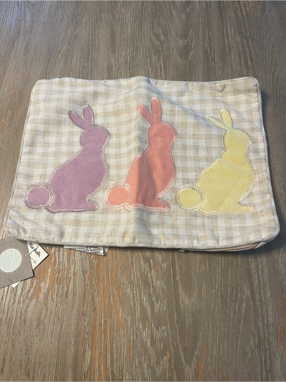 Marshalls Pastel Bunny Appliqué Accent Pillow in Purple, Orange, Yellow